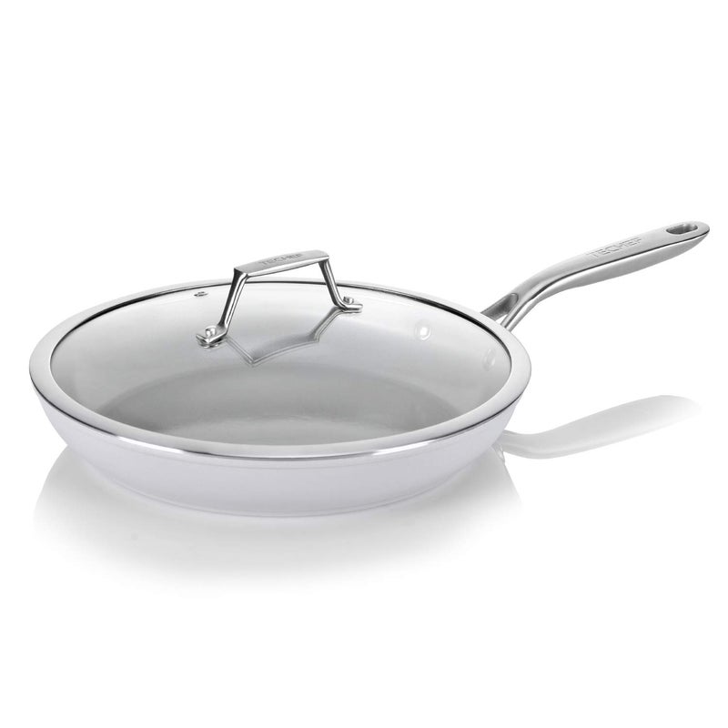 TECHEF - CeraTerra 12" Ceramic Nonstick Frying Pan Skillet with Glass Lid, (PTFE, PFAS, and PFOA Free), Dishwasher Oven Safe, Stainless Steel Handle, Induction-Ready, Made in Korea (12-in with Lid) - Image 2